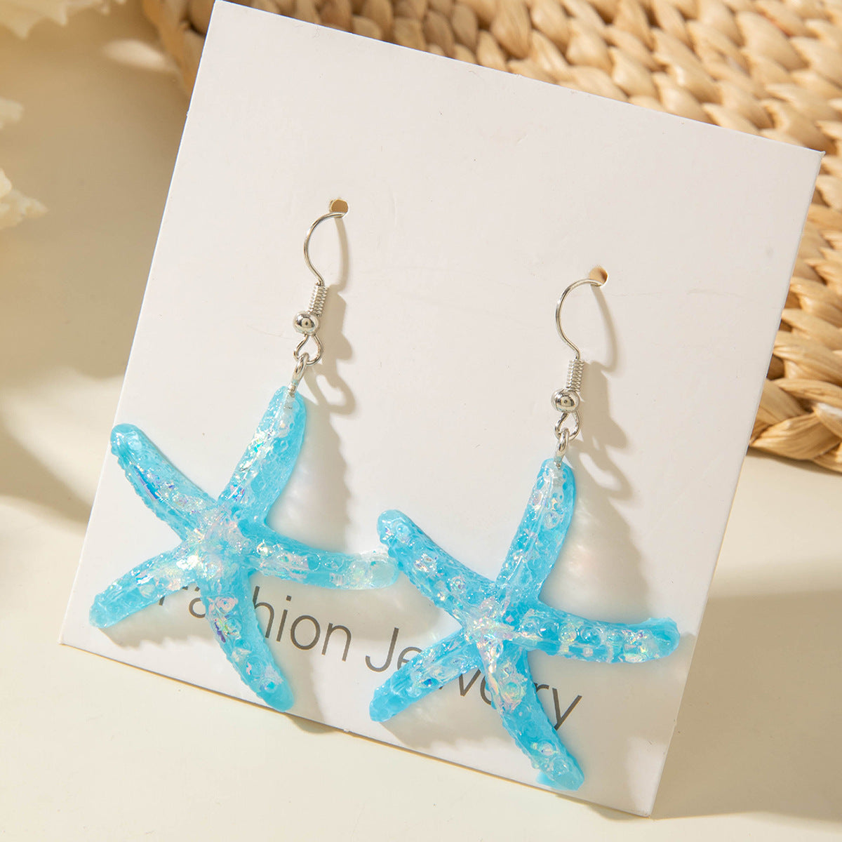 Wholesale Colorful Resin Starfish and Scallop Earrings